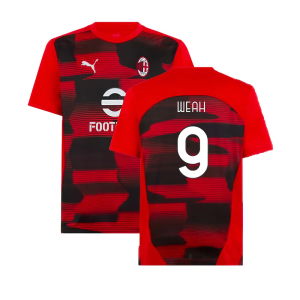 2024-2025 AC Milan Prematch SS Shirt (Red) (Weah 9)