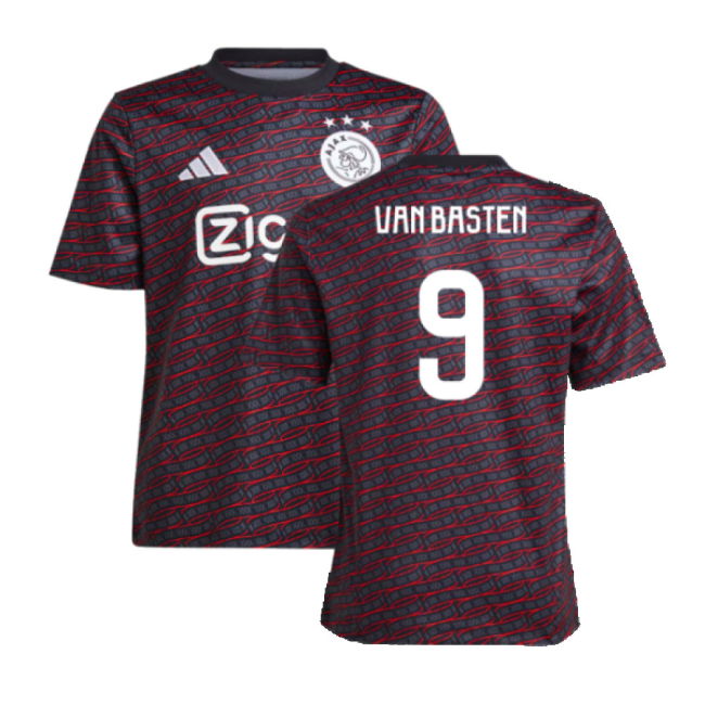 2024-2025 Ajax Pre Match Shirt (Black) - Kids (Van Basten 9)