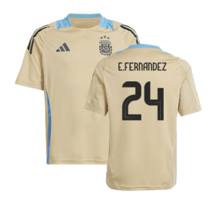 2024-2025 Argentina Training Jersey (Hazy Beige) - Kids (E.FERNANDEZ 24)