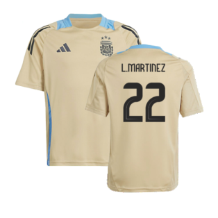 2024-2025 Argentina Training Jersey (Hazy Beige) - Kids (L.MARTINEZ 22)