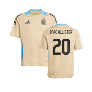 2024-2025 Argentina Training Jersey (Hazy Beige) (MAC ALLISTER 20)