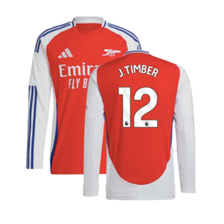 2024-2025 Arsenal Long Sleeve Home Shirt (J.Timber 12)