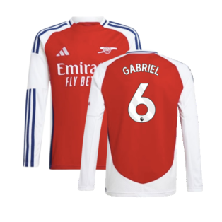 2024-2025 Arsenal Long Sleeve Home Shirt (Kids) (Gabriel 6)