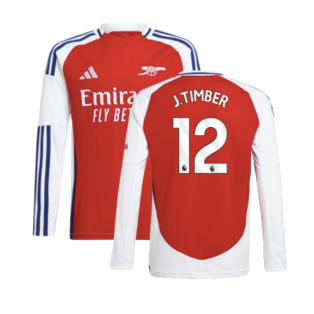 2024-2025 Arsenal Long Sleeve Home Shirt (Kids) (J.Timber 12)