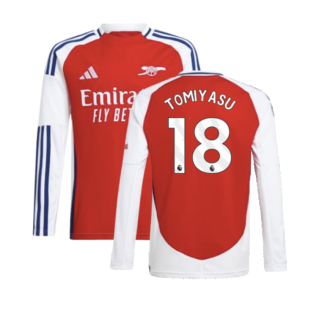 2024-2025 Arsenal Long Sleeve Home Shirt (Kids) (Tomiyasu 18)