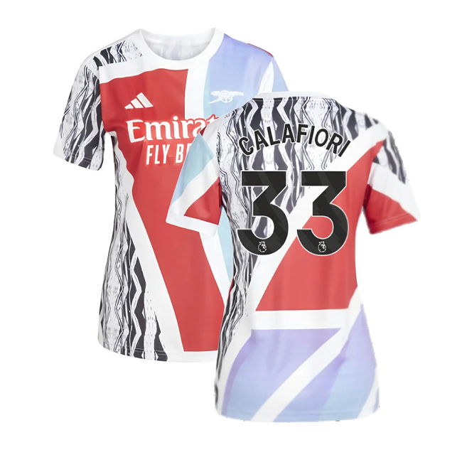 2024-2025 Arsenal Pre-Match Shirt (Scarlet) - Womens (Calafiori 33)