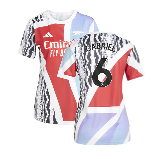 2024-2025 Arsenal Pre-Match Shirt (Scarlet) - Womens (Gabriel 6)
