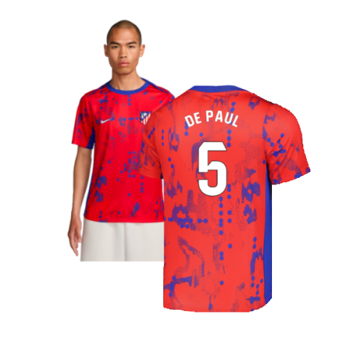 2024-2025 Atletico Madrid Dri-FIT Pre-Match Shirt (Red) (De Paul 5)
