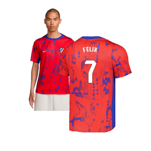 2024-2025 Atletico Madrid Dri-FIT Pre-Match Shirt (Red) (Felix 7)