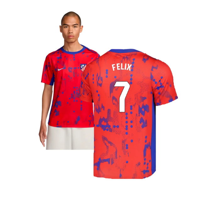 2024-2025 Atletico Madrid Dri-FIT Pre-Match Shirt (Red) (Felix 7)