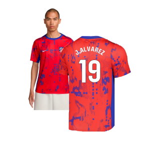 2024-2025 Atletico Madrid Dri-FIT Pre-Match Shirt (Red) (J.Alvarez 19)