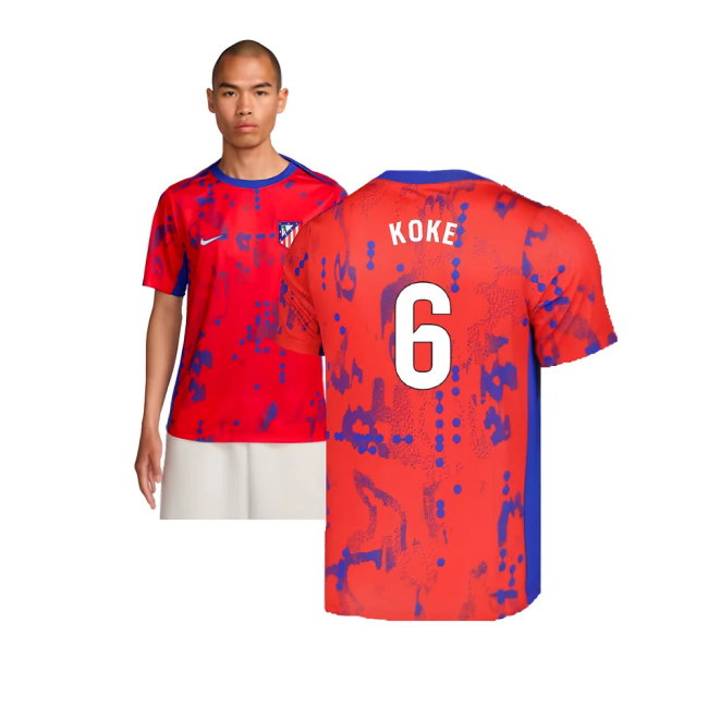 2024-2025 Atletico Madrid Dri-FIT Pre-Match Shirt (Red) (Koke 6)