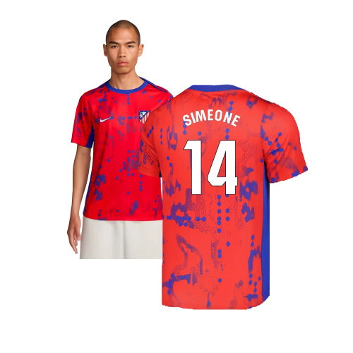 2024-2025 Atletico Madrid Dri-FIT Pre-Match Shirt (Red) (Simeone 14)