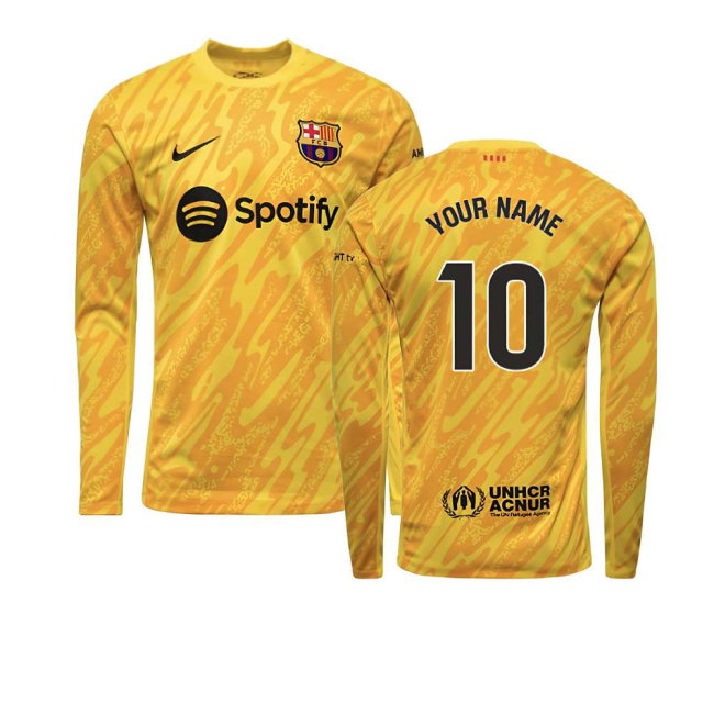 2024-2025 Barcelona Away Goalkeeper Shirt (Yellow) (Your Name)