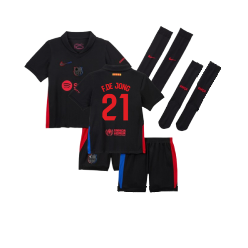 2024-2025 Barcelona Away Little Boys Mini Kit (F.De Jong 21)