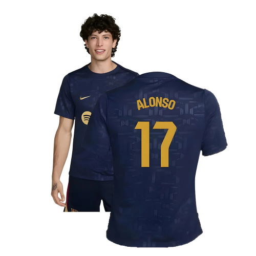 2024-2025 Barcelona Dri-Fit Academy Pro Pre-Match Top (Navy) (Alonso 17)