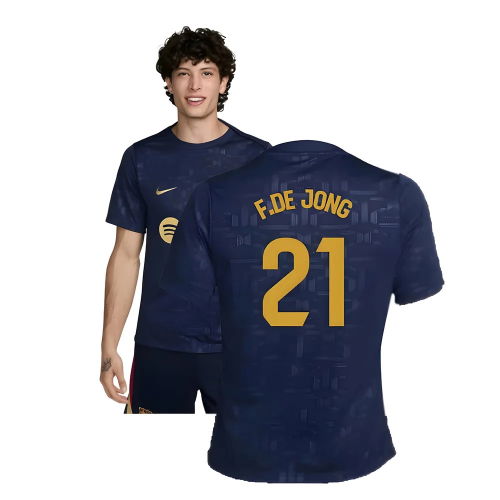 2024-2025 Barcelona Dri-Fit Academy Pro Pre-Match Top (Navy) (F.De Jong 21)