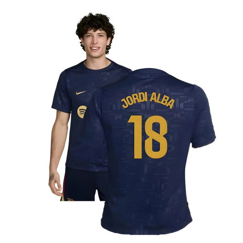 2024-2025 Barcelona Dri-Fit Academy Pro Pre-Match Top (Navy) (Jordi Alba 18)