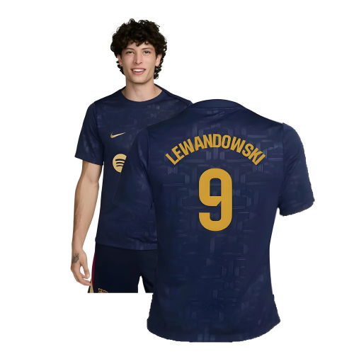 2024-2025 Barcelona Dri-Fit Academy Pro Pre-Match Top (Navy) (Lewandowski 9)