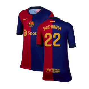 2024-2025 Barcelona Home Shirt (Kids) (Raphinha 22)