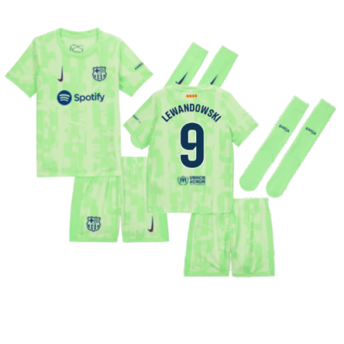 2024-2025 Barcelona Little Boys Third Mini Kit (Lewandowski 9)
