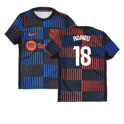 2024-2025 Barcelona Pre-Match Away Shirt (Navy) - Kids (Romeu 18)