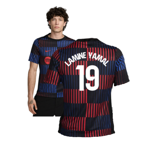 2024-2025 Barcelona Pre-Match Away Shirt (Navy) (Lamine Yamal 19)