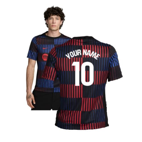 2024-2025 Barcelona Pre-Match Away Shirt (Navy) (Your Name)