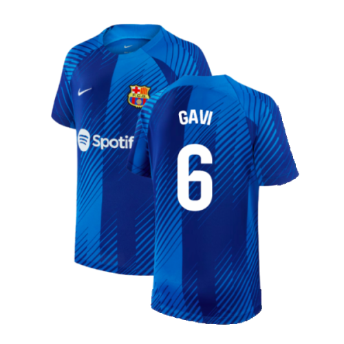 2024-2025 Barcelona Pre-Match Shirt (Blue) - Kids (Gavi 6)