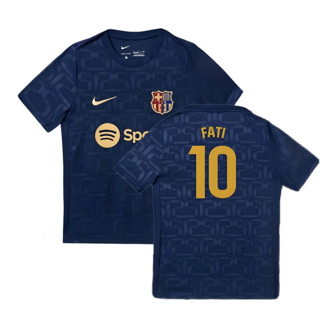 2024-2025 Barcelona Pre-Match Training Shirt (Navy) - Kids (Fati 10)