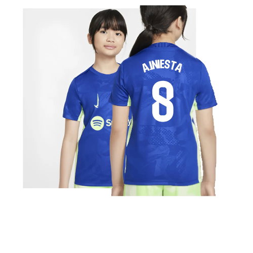 2024-2025 Barcelona Third Pre-Match Shirt (Royal) - Kids (A.Iniesta 8)
