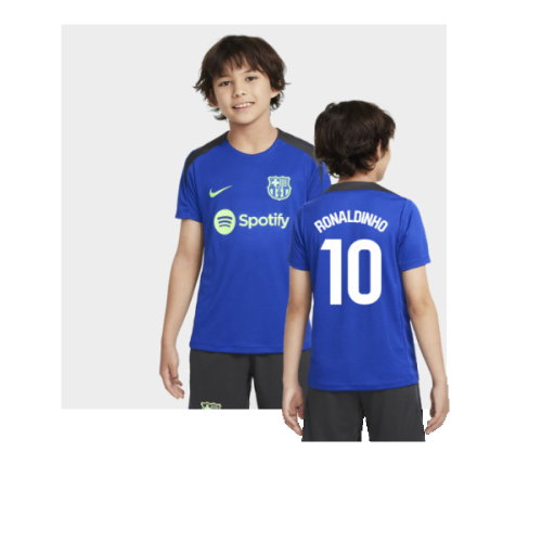 2024-2025 Barcelona Third Training Shirt (Blue) - Kids (Ronaldinho 10)