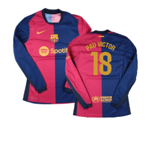 2024-2025 Barcelona Vapor Home Long Sleeve Shirt (Pau Victor 18)