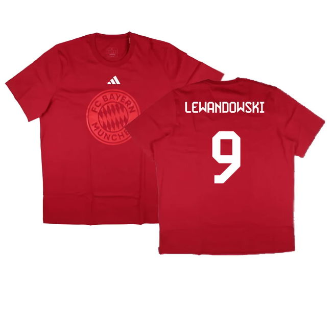 2024-2025 Bayern Munich DNA Graphic Tee (Red) (Lewandowski 9)