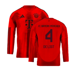 2024-2025 Bayern Munich Long Sleeve Home Shirt (Kids) (De Ligt 4)