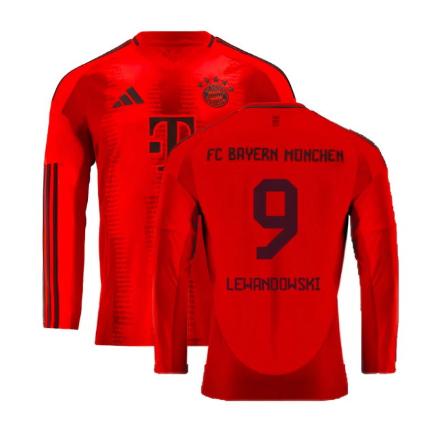 2024-2025 Bayern Munich Long Sleeve Home Shirt (Lewandowski 9)