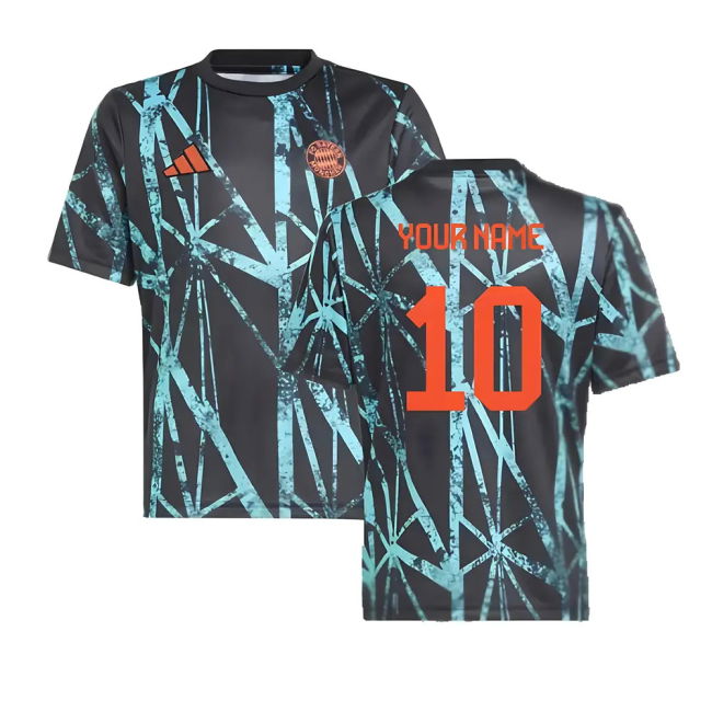 2024-2025 Bayern Munich Pre-Match Shirt (Black) - Kids (Your Name)