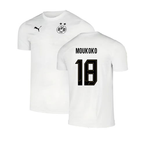 2024-2025 Borussia Dortmund Pre-Match Shirt (White) (Moukoko 18)
