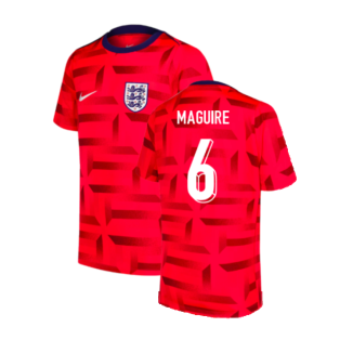 2024-2025 England Dri-FIT Pre-Match Shirt (Red) (Maguire 6)