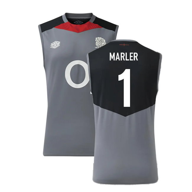 2024-2025 England Rugby Sleeveless Jersey O2 (Grey) (Marler 1)