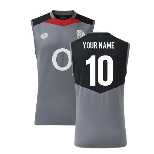 2024-2025 England Rugby Sleeveless Jersey O2 (Grey) (Your Name)