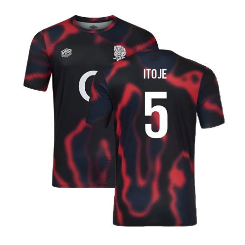 2024-2025 England Rugby Warm Up Jersey O2 (Black) - Kids (Itoje 5)