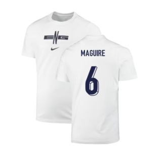 2024-2025 England Soccer T-Shirt (White) (Maguire 6)