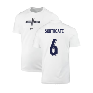 2024-2025 England Soccer T-Shirt (White) (Southgate 6)