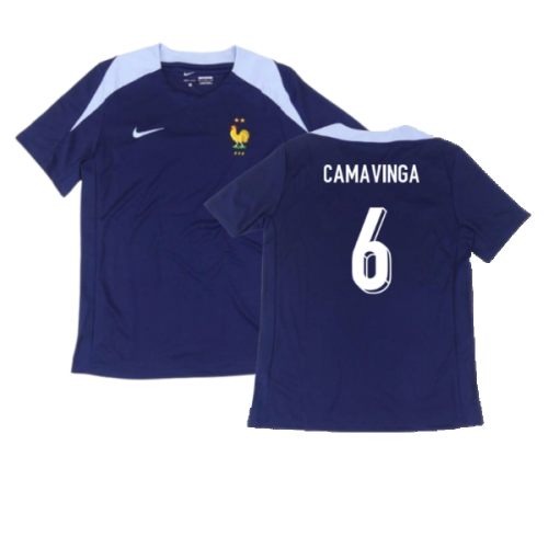2024-2025 France Dri-Fit Strike Training Shirt (Navy) (Camavinga 6)