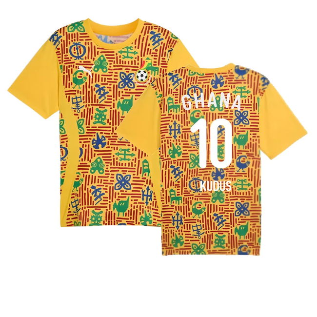 2024-2025 Ghana Pre-Match SS Jersey (Yellow) (Kudus 10)
