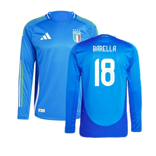 2024-2025 Italy Authentic Long Sleeve Home Shirt (BARELLA 18) 2024-2025 Italy Authentic Long Sleeve Home Shirt (BARELLA 18)