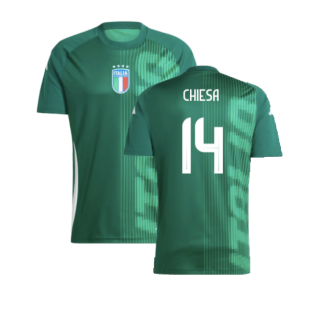 2024-2025 Italy Pre-Match Shirt (Green) (CHIESA 14)