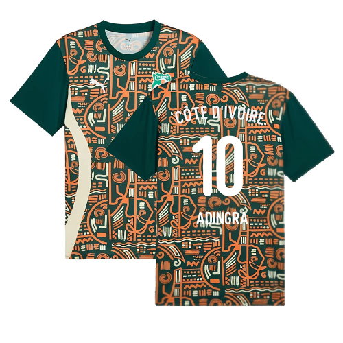 2024-2025 Ivory Coast Prematch SS Jersey (Dark Myrtle) (Adingra 10)