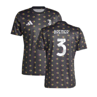 2024-2025 Juventus Pre-Match Shirt (Black) (Bremer 3)